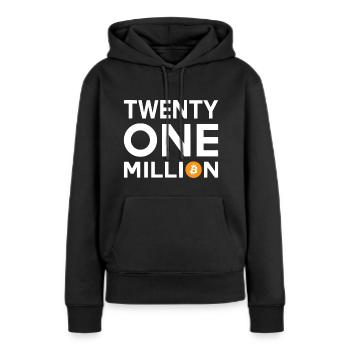 Bitcoin Vingt et un millions - Sweat à capuche Premium bio Femme - noir - Devant - Julia (174cm)