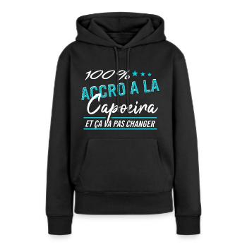 Capoeira - Sweat à capuche Premium bio Femme - noir - Devant - Julia (174cm)