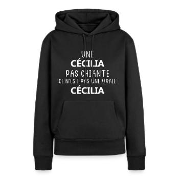 Une cécilia pas chiante - Sweat à capuche Premium bio Femme - noir - Devant - Julia (174cm)