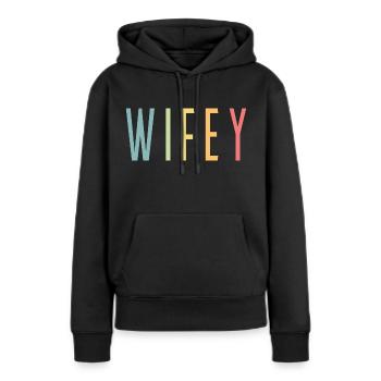 Retro Wifey Matching Paar Hochzeitsfeier Ehe - Frauen Premium Bio Hoodie - Schwarz - Vorne - Julia (174cm)