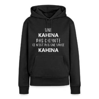 Une pas chiante KAHINA - Sweat à capuche Premium bio Femme - noir - Devant - Julia (174cm)