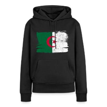 Algerien Flagge Bandiera Peace Vintage - Frauen Premium Bio Hoodie - Schwarz - Vorne - Julia (174cm)