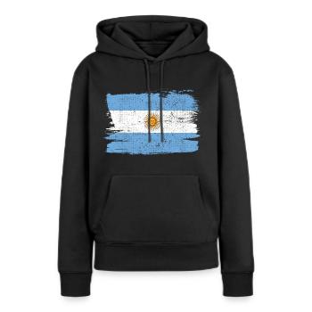 Argentinien Flagge Bandiera Peace Vintage - Frauen Premium Bio Hoodie - Schwarz - Vorne - Julia (174cm)