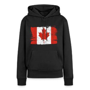 Kanada Bandiera Flagge Frieden Vintage - Frauen Premium Bio Hoodie - Schwarz - Vorne - Julia (174cm)
