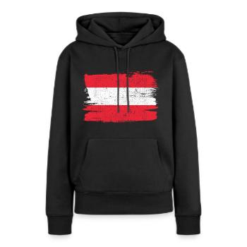 Österreich Bandiera Flagge Frieden Vintage - Frauen Premium Bio Hoodie - Schwarz - Vorne - Julia (174cm)