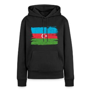 Aserbaidschan Bandiera Aserbaidschanische Flagge Frieden Vintage - Frauen Premium Bio Hoodie - Schwarz - Vorne - Julia (174cm)
