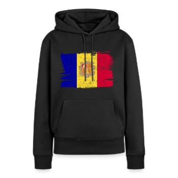 Andorra Bandiera Flagge Frieden Vintage - Frauen Premium Bio Hoodie - Schwarz - Vorne - Julia (174cm)