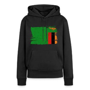 Sambia Bandiera Flagge Frieden Vintage - Frauen Premium Bio Hoodie - Schwarz - Vorne - Julia (174cm)