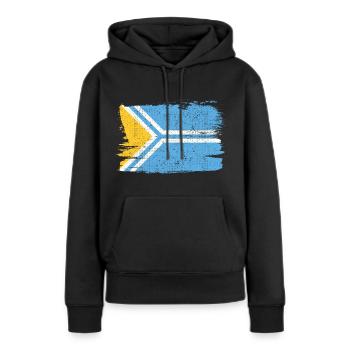 Tuva Bandiera Flagge Frieden Vintage - Frauen Premium Bio Hoodie - Schwarz - Vorne - Julia (174cm)