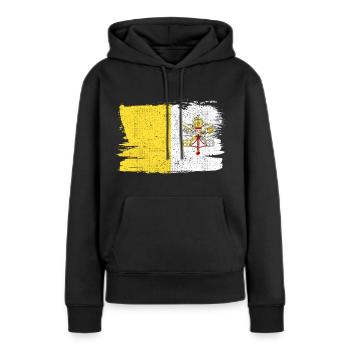 Vatikanstadt Bandiera Vaticano Flagge Frieden Vintage - Frauen Premium Bio Hoodie - Schwarz - Vorne - Julia (174cm)