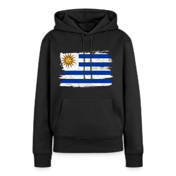 Uruguay Bandiera Flagge Frieden Vintage - Frauen Premium Bio Hoodie - Schwarz - Vorne - Julia (174cm)
