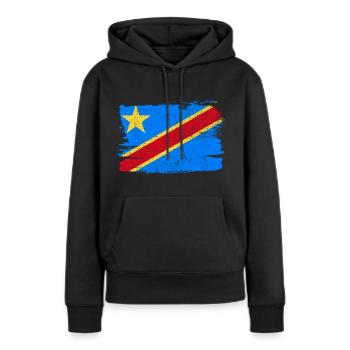 Flagge der Demokratischen Republik Kongo - Frauen Premium Bio Hoodie - Schwarz - Vorne - Julia (174cm)