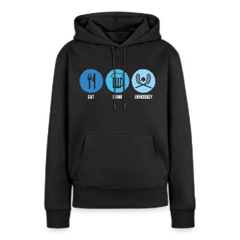 Unihockey Spieler Floorball Unihockey Spiel - Frauen Premium Bio Hoodie - Schwarz - Vorne - Julia (174cm)
