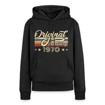 Geburtstag Januar 1970 Januar geboren im Januar - Frauen Premium Bio Hoodie - Schwarz - Vorne - Julia (174cm)