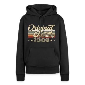 Geburtstag Januar 2008 Januar geboren im Januar - Frauen Premium Bio Hoodie - Schwarz - Vorne - Julia (174cm)