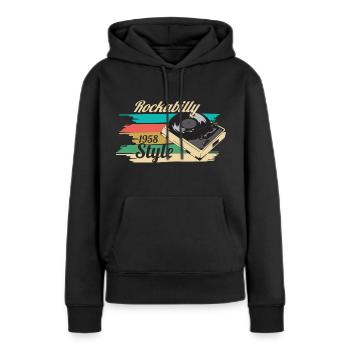 rockabilly - Sweat à capuche Premium bio Femme - noir - Devant - Julia (174cm)