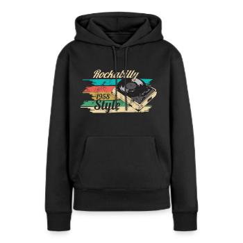 Rockabilly des années 50 - Sweat à capuche Premium bio Femme - noir - Devant - Julia (174cm)