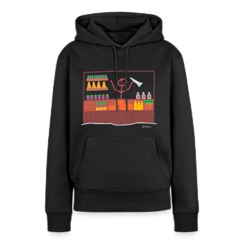 Markt Strichmännchen, Verkäufer Händler Beruf Frau - Frauen Premium Bio Hoodie - Schwarz - Vorne - Julia (174cm)