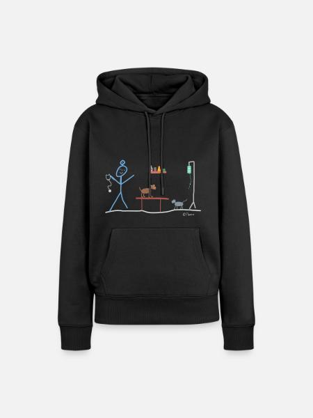 Tierarzt Strichmännchen, Veterinärmedizin Arbeit - Frauen Premium Bio Hoodie - Schwarz