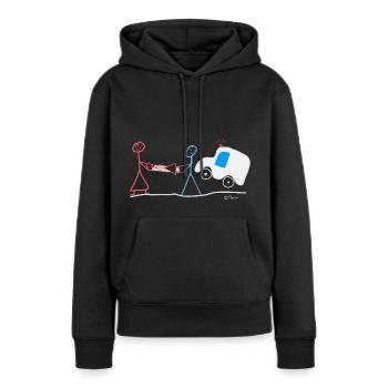Sauvetage Strichmännchen Urgence Urgence Intervention urgence - Sweat à capuche Premium bio Femme - noir - Devant - Julia (174cm)