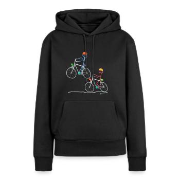 Strichmännchen Radfahrern, Fahrrad Bike Sport Tun - Frauen Premium Bio Hoodie - Schwarz - Vorne - Julia (174cm)