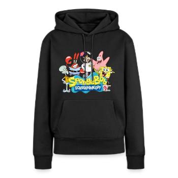 Bob l'Éponge Logo Patrick Thaddäus Krabs - Sweat à capuche Premium bio Femme - noir - Devant - Julia (174cm)