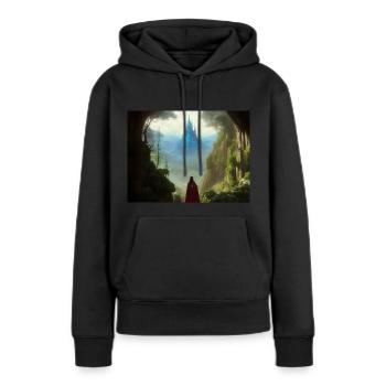 The hero's path - Women’s Premium Organic Hoodie - black - Front - Julia (174cm)