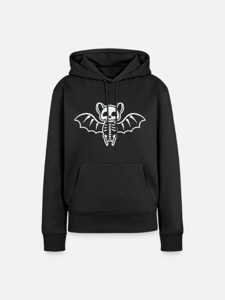 Cute Bat Skeleton - Frauen Premium Bio Hoodie - Schwarz
