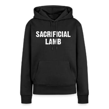 L’agneau sacrificiel - Sweat à capuche Premium bio Femme - noir - Devant - Julia (174cm)