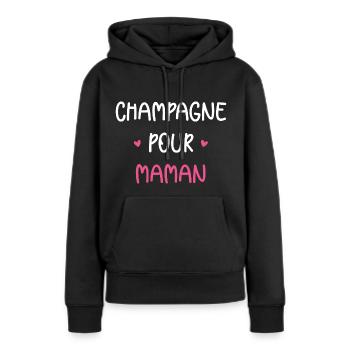 pour maman - Sweat à capuche Premium bio Femme - noir - Devant - Julia (174cm)