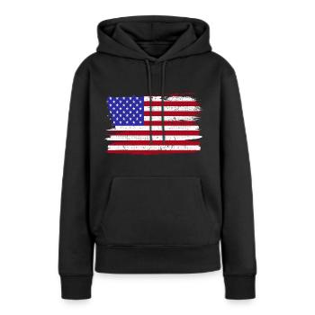 USA Amerika Flagge Flagge Frieden Vintage - Frauen Premium Bio Hoodie - Schwarz - Vorne - Julia (174cm)