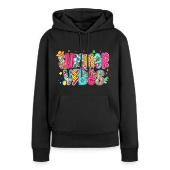 Ambiance estivale - Sweat à capuche Premium bio Femme - noir - Devant - Julia (174cm)