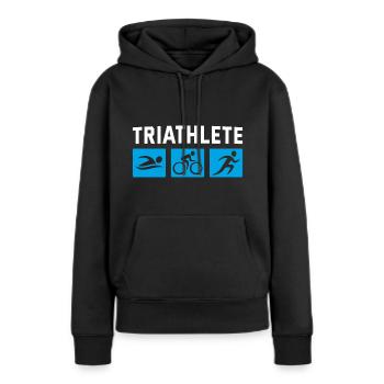 Triathlon triathlete - Sweat à capuche Premium bio Femme - noir - Devant - Julia (174cm)