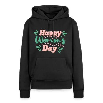 Weltfrauentag Internationaler Frauentag grün rosa - Frauen Premium Bio Hoodie - Schwarz - Vorne - Julia (174cm)