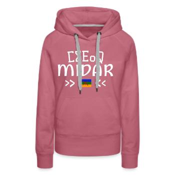 Voyage Destination Midar - Sweat à capuche Premium bio Femme - mauve - Devant - Isabella (175cm)