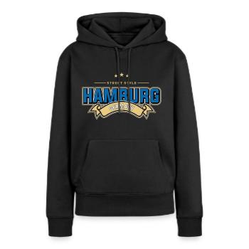 Hambourg - Sweat à capuche Premium bio Femme - noir - Devant - Julia (174cm)
