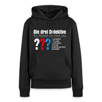Die Drei ??? Detektive Visitenkarte - Frauen Premium Bio Hoodie - Schwarz - Vorne - Julia (174cm)
