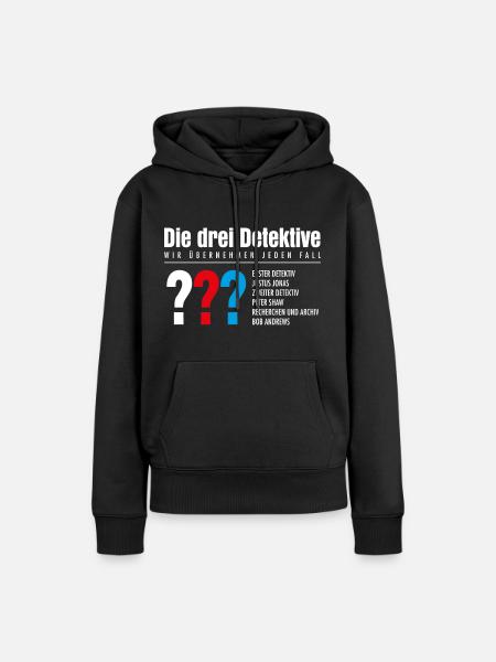 Die Drei ??? Detektive Visitenkarte - Frauen Premium Bio Hoodie - Schwarz