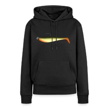 Poisson en caoutchouc de pêche aux appâts souples - Sweat à capuche Premium bio Femme - noir - Devant - Julia (174cm)