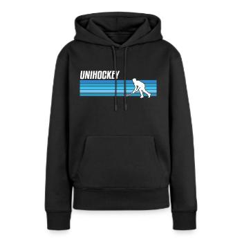 Unihockey Spieler Floorball Unihockey Spiel - Frauen Premium Bio Hoodie - Schwarz - Vorne - Julia (174cm)