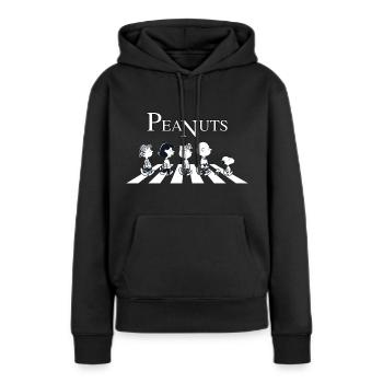 Peanuts Snoopy Charlie Brown Sally Lucy Abbey Road - Frauen Premium Bio Hoodie - Schwarz - Vorne - Julia (174cm)