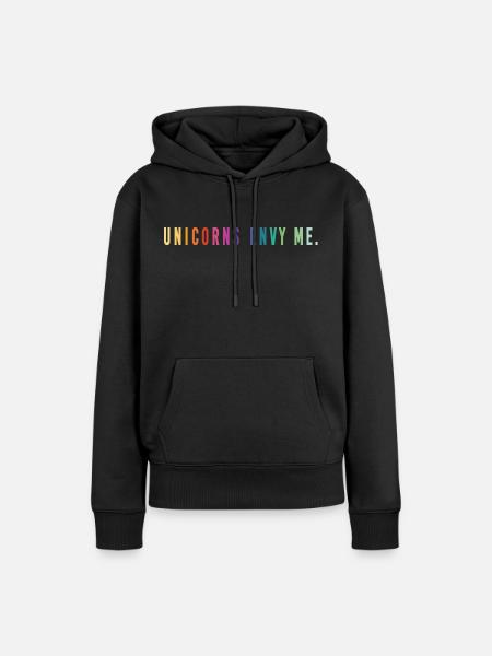 Unicorns Envy Me. - Frauen Premium Bio Hoodie - Schwarz