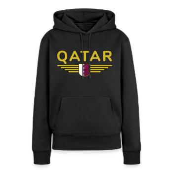 Qatar Design – Exclusif et moderne - Sweat à capuche Premium bio Femme - noir - Devant - Julia (174cm)