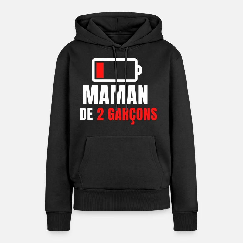 maman de 2 garçons - Sweat à capuche Premium bio Femme - noir