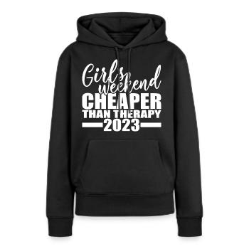 Week-end des filles moins cher que la thérapie 2023 - Sweat à capuche Premium bio Femme - noir - Devant - Julia (174cm)