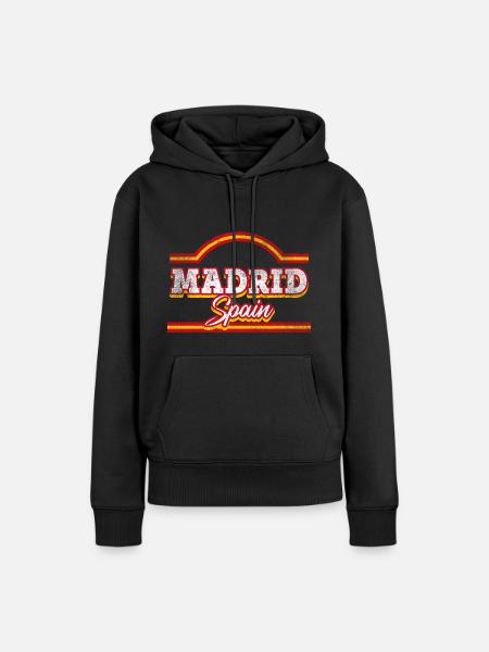 Madrid Spanien Stadt Schrift Vintage Retro - Frauen Premium Bio Hoodie - Schwarz