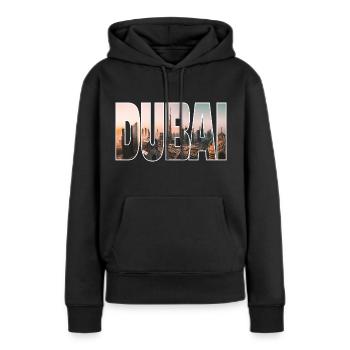Dubaï - Sweat à capuche Premium bio Femme - noir - Devant - Julia (174cm)