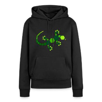 Green Hexagon Gecko - Women’s Premium Organic Hoodie - black - Front - Julia (174cm)
