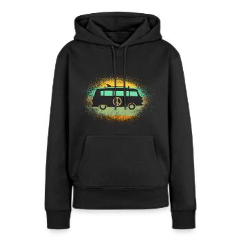 Bus hippie Barki Kiss Ball avec planche de surf - Sweat à capuche Premium bio Femme - noir - Devant - Julia (174cm)