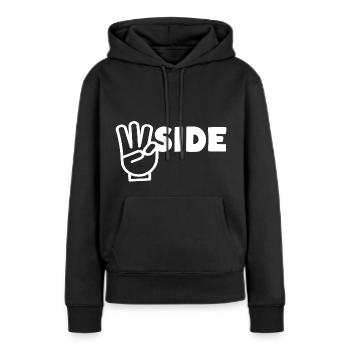 Signe du doigt Westside W - Sweat à capuche Premium bio Femme - noir - Devant - Julia (174cm)